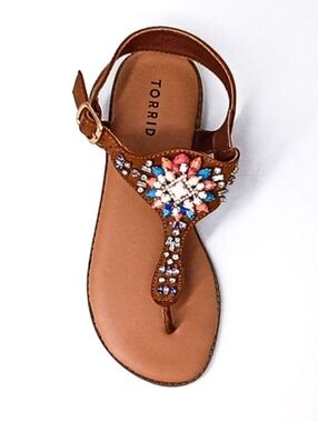 New Sunburst Sparkle Womens Slingback Rhinestone Sandal Flats By Torrid